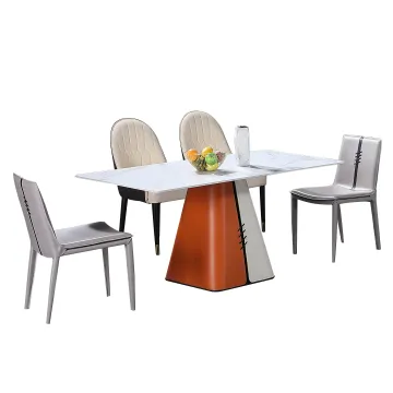 Minimalist saddle leather dining set wooden dining table chair for dining furniture