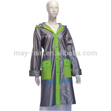 adult long rainwear/ high visible raincoat with strip