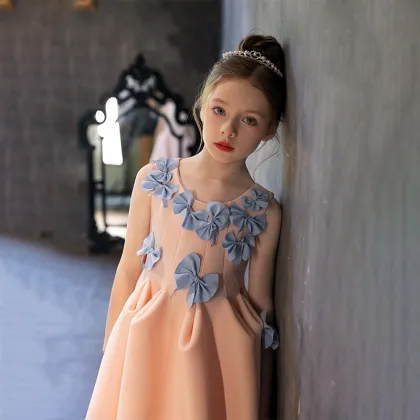 Children's Dress with Skirt and Bow - Girls' Clothing