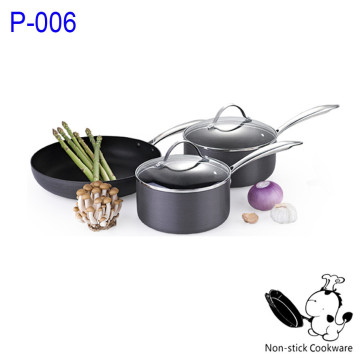 Ningbo pressed 5pcs induction teflon coating aluminium white ceramic coating nonstick aluminium non stick cookware