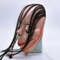 Cabelo preto comprido sorrindo máscara de terror em PVC fantasma