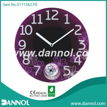 13” Decorative Glass Pendulum Wall Clock,White