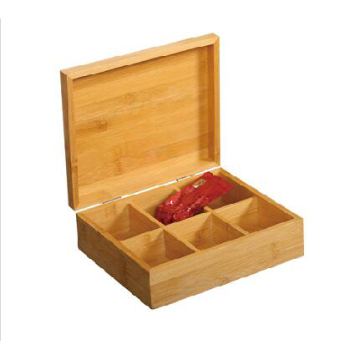 Wholesale bamboo tea box with 6 storage sections