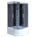 Porta doccia in vetro da 36 pollici mobile da bagno a vapore portatile con vassoio alto