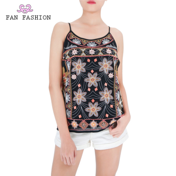 Multicolor Embroidered Tank Tops