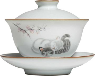 Heat Resistant White Porcelain and Painted Chinese Teaware