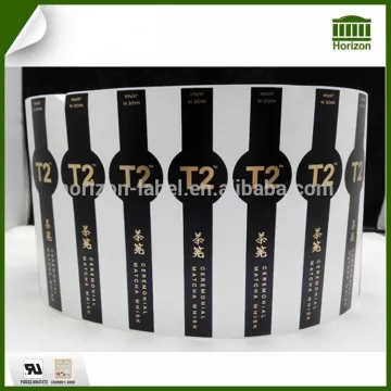 Gold Stamping Roll Paper Tea Sticker Label from Guangzhou manufacturer