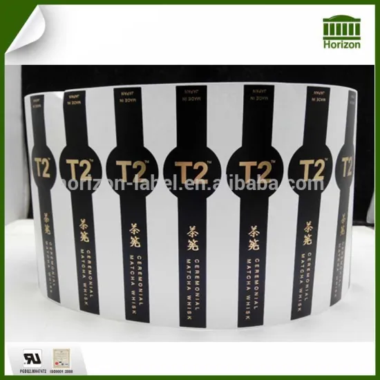 Gold Stamping Roll Paper Tea Sticker Label from Guangzhou manufacturer