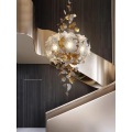 Hall de l&#39;hôtel Crystal Glass Pendant Light Magnolia Chandelier