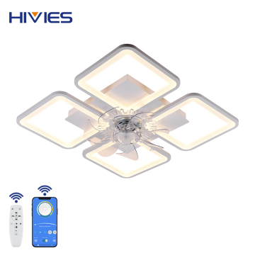 Luxury Modern Acrylic Remote Control LED Ceiling Fan Light for Living Room and Bedroom
