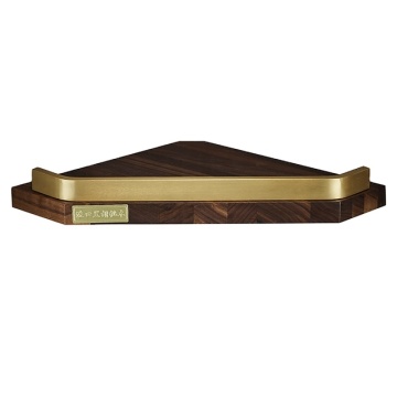 Walnut Wood Aluminum Bathroom Shelf - NC7852 Triangle Wall-Mounted Corner Shelf