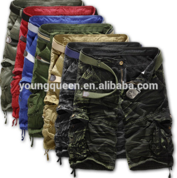 NT14 Mens Casual Slim Fit Cotton Solid Multi-Pocket Cargo Camouflage Shorts Pants