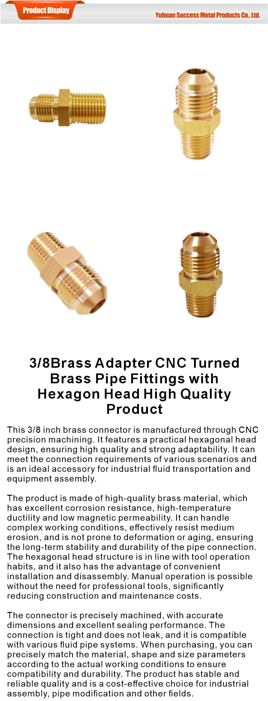 Brass Adapter CNC Brass Fittings