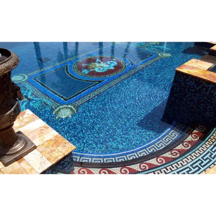 Customized new trend swimming pool design glass pool mosaic
