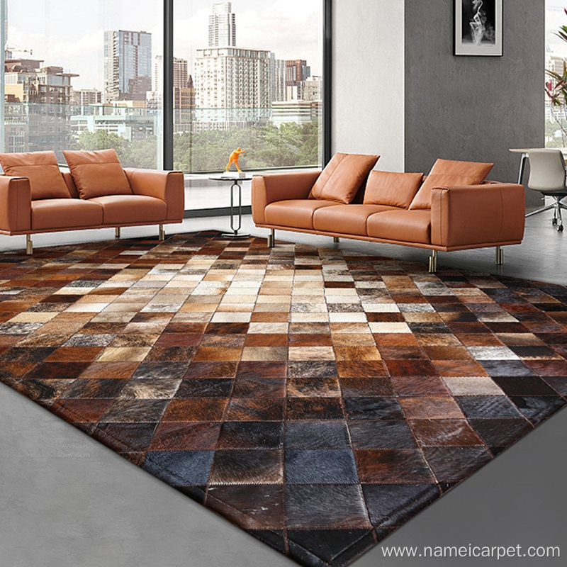 Luxury patchwork cowhide leather rugs