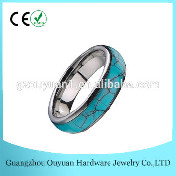 Unique Jewelry Domed Turquoise Tungsten, High Polished Tungsten Carbide Turquoise Ring, Mens Tungsten Rings With Inlays