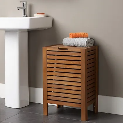 Collection of Slat Wood Toilet Rack Bathroom Furniture