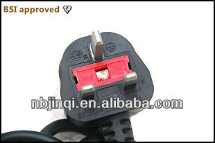 UK molded BS fused plug (BSI approved) 3A/5A/10A/13A 250V~ with AC power cord (VDE approved)