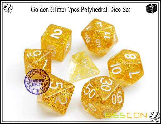 Assorted Colored Glitter 7pcs Polyhedral Dice Set-20