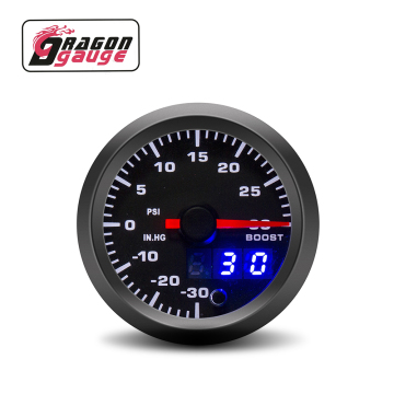 12V 2.5'' 52mm 7 Color LED Black Face Boost PSI Gauge Meter for Car