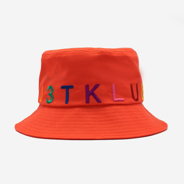 Orange-red Letter Embroidered Bucket Hat