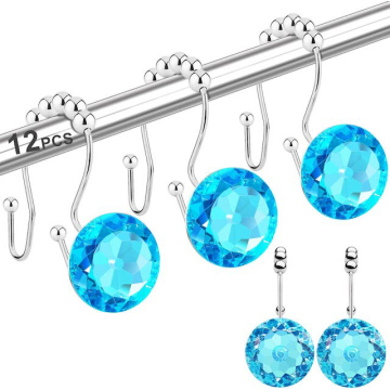 12pcs Acrylic Crystal Shower Curtain Hooks Rings for Bathroom: Double Hooks and Hangers