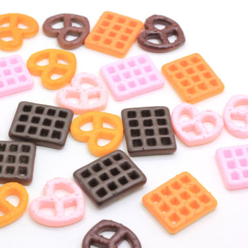 Decorative Waffle Peach Heart Cookies Resin Flatback Cabochon Slime DIY Toy Decoration Beads Fridge Ornaments Spacer