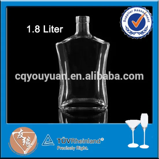 spirit container crystal transparent 1.75 liter glass bottle