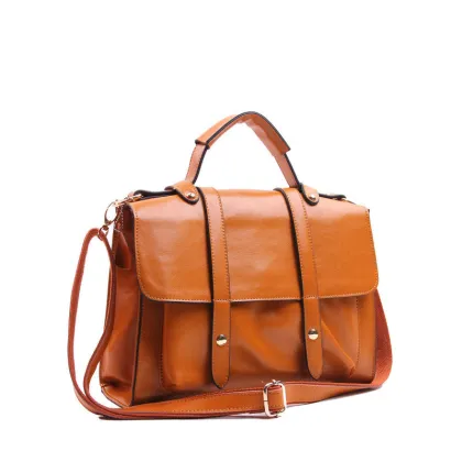 Portable Orange Michael Pu Leather Handbag , Satchel Bags For Women