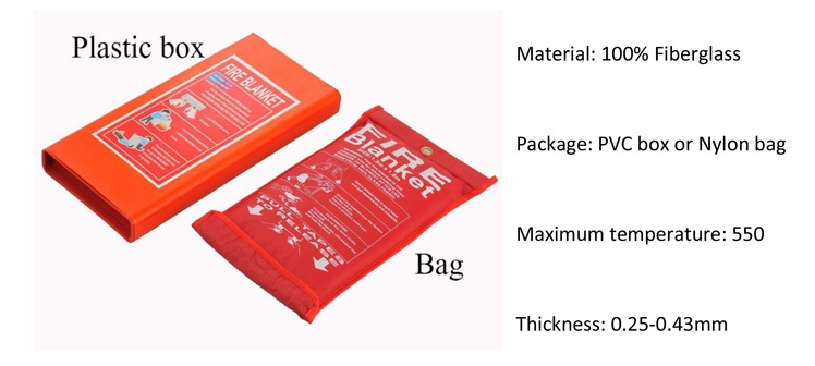 Hot Sale and Low Price Fire Blanket 1.0*1.0m and 1.2*1.2m and 1.2*1.8m Fire Fight Emergency Extinguishing Fire Fiberglass Fabric