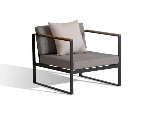 7-9 Seat Teak Wood Armrest Outdoor Rattan Peel Sofa with Sun Lounge Aluminium Frame