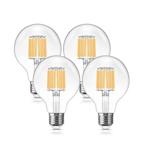 Edison Series G95, G125 LED Filament Bulbs: 4W to 12W | Compatibility with 12V, 24V, 36V | E26, E27 Base | Advanced Filament & Chip Technology