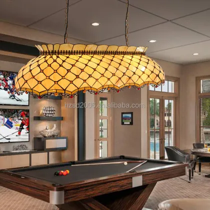 Tiffany-Style Stained Glass Pool Table Pendant Lamp