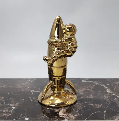 2023 Modern Ceramic Rocket & Astronaut Statue - Golden Personalized Home Decor