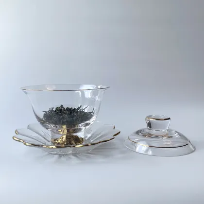 Oriental Style Ceramic Tea Cup with Crystal Glass for Hotels & Tea Sets