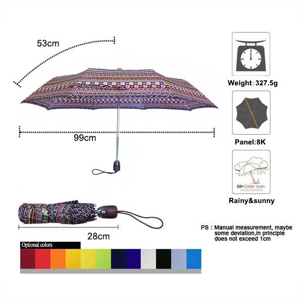 Ethnic style fully automatic 21 inch women umbrella01