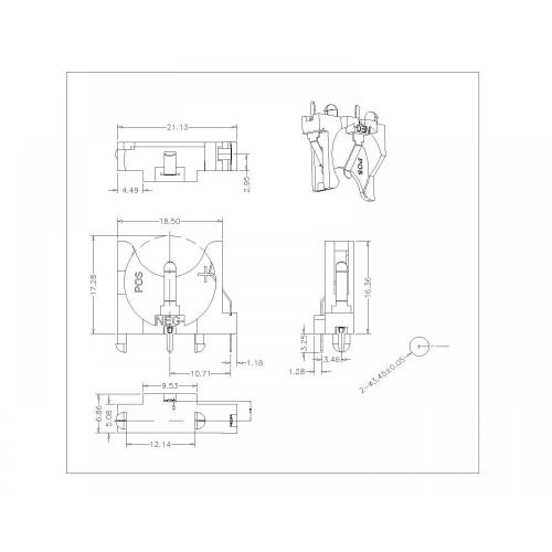 BT-SN-B-CR1632A-069 BR1612 DIP 180°のコインセルホルダー