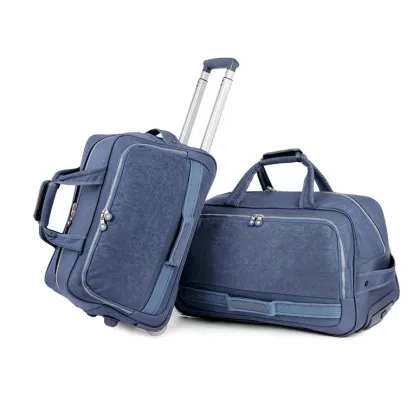 Outdoor trolley luggage leisure duffle travel boarding bag, wash fabric oxford cloth flight weekend wheeled holdall duffel bag