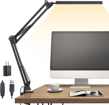IHUAlite Modern USB Power Clip Desk Lamp - 80 LED SMD Flexible Reading Study Lamp