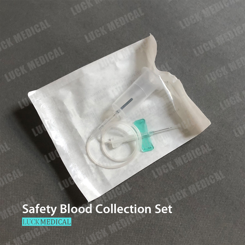 Conjunto de coleta de sangue de segurança a pótete + adaptador Luer