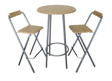 Modern Appearance Silver Powder Coating furniture round bar high table folding high chair