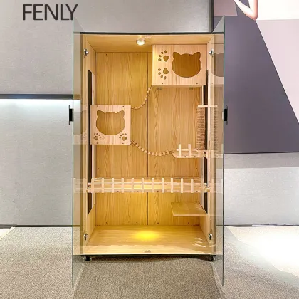 Luxury Solid Wood Cat Cage Villa - Large Space Pet House Furniture