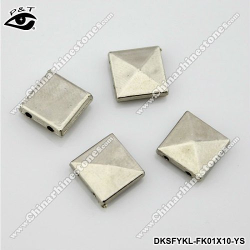 10*10mm sew on silver square plastic studs for apparel shoes
