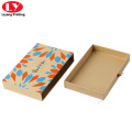 Brown Kraft Cardboard Gift Drawer Box With Ribbon