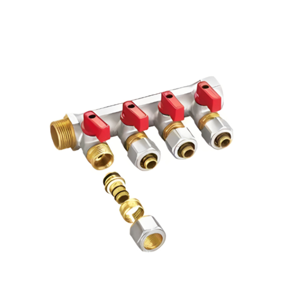 Brass Water Manifold with 4 Hose Output Ports2