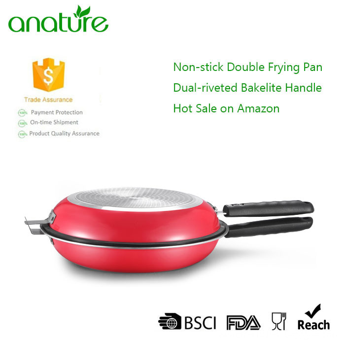 Economic Double Side Nostick Red Frying Pan