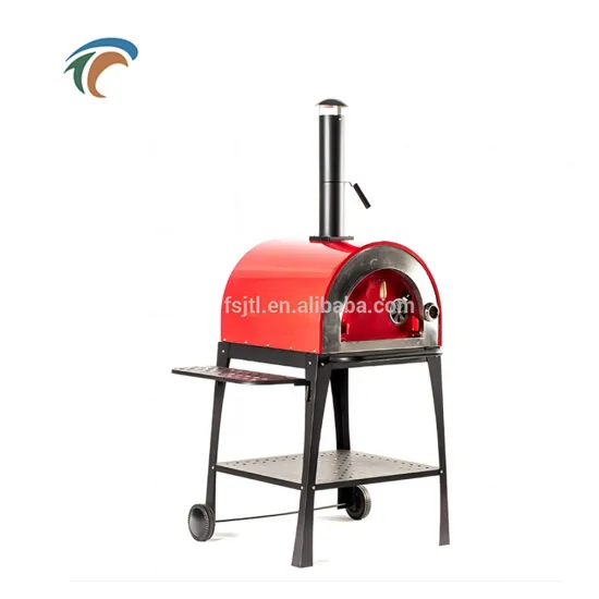 Red Large Outdoor Wood Fired Dome Pizza Oven With Storage Platforms