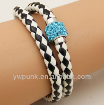 Supply DIY inlaid rhinestones polymer clay magnetic clasps double turns bracelets jewelry for girls