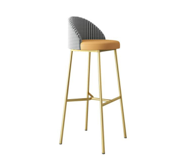 Nordic Gold Metal Velvet Bar Stool for Kitchen and Counter Furniture