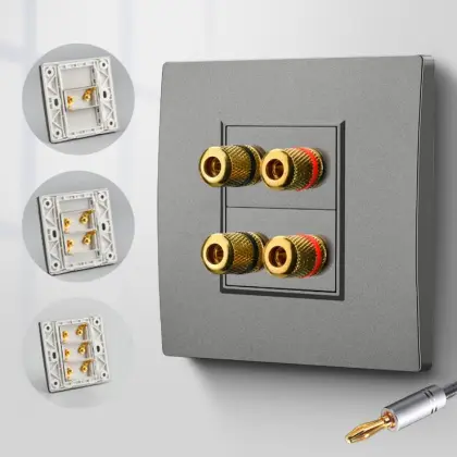 KTV Bar Headset Microphone Audio Panel with EU Standard 2.4 Port Speaker Socket